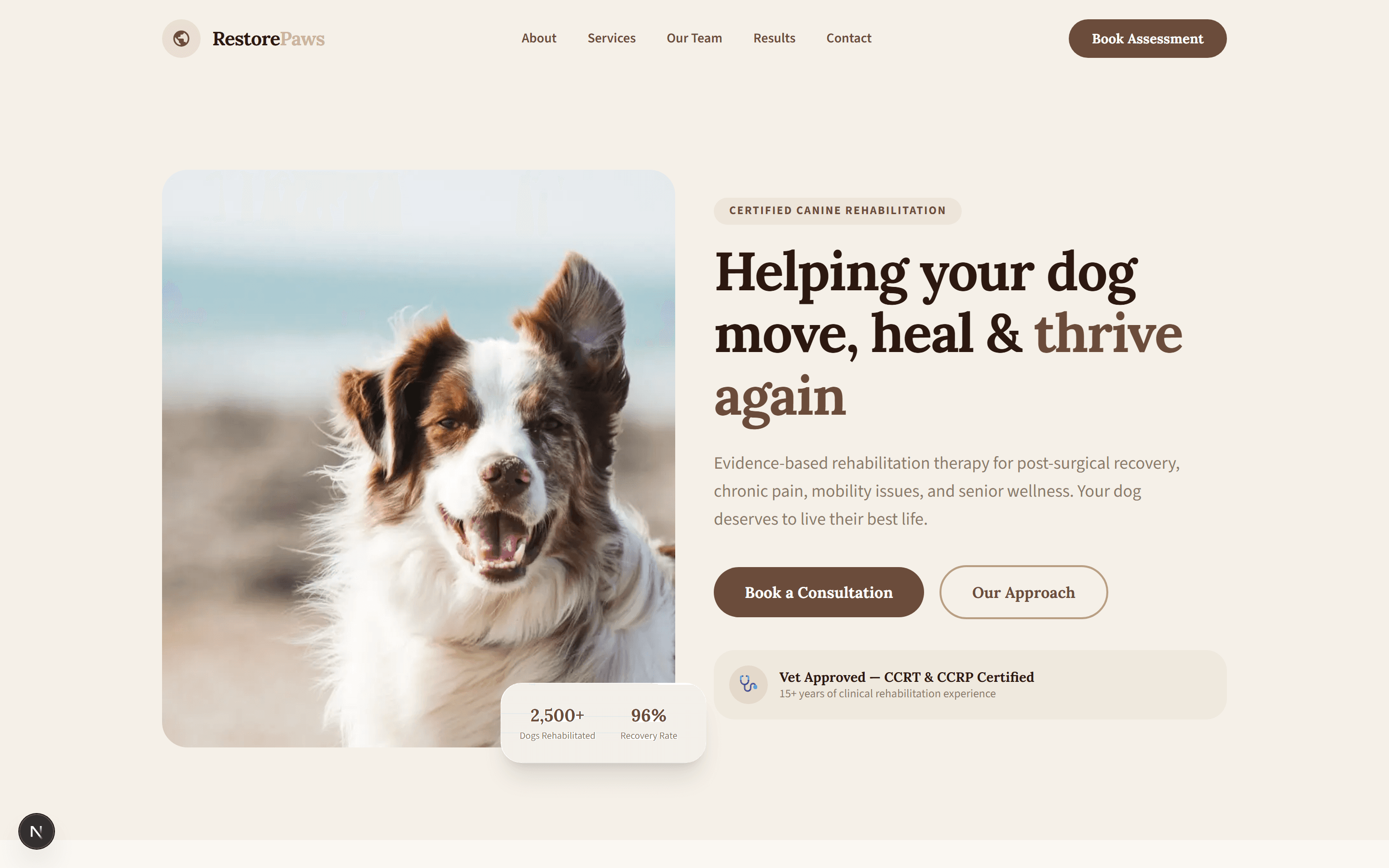 Website for canine rehab specialists